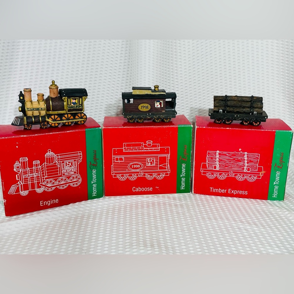 Christmas train decor JC Penny 1998 Home Town Express lot of 3